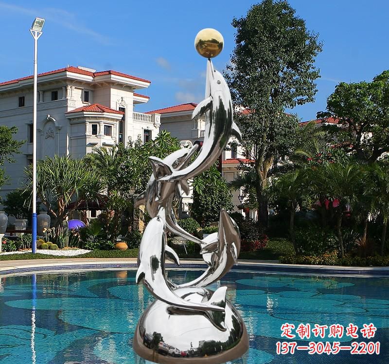 河源不锈钢海豚雕塑精美绝伦