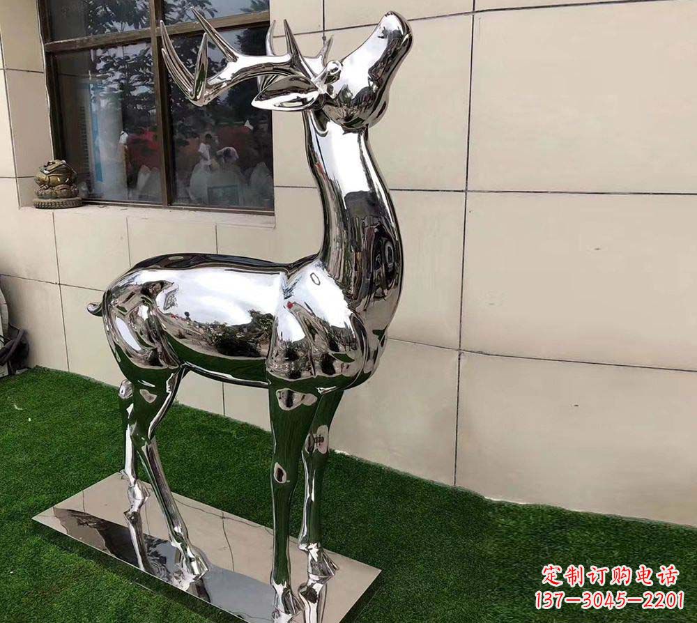 河源不锈钢别墅镜面小鹿雕塑
