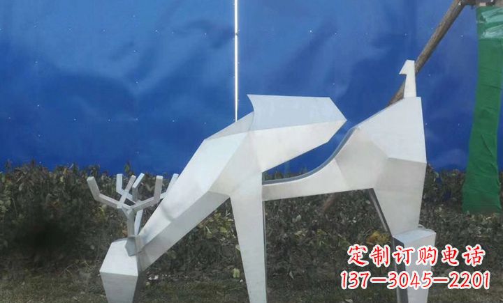 河源不锈钢不规则梅花鹿公园景观雕塑
