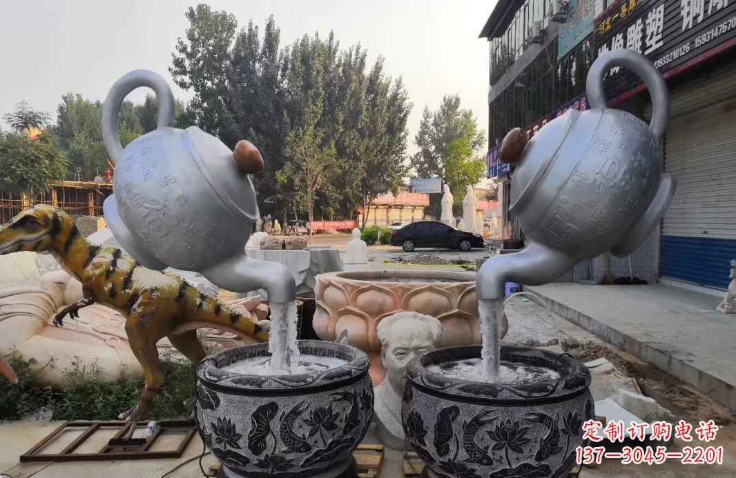 河源不锈钢茶壶喷泉雕塑