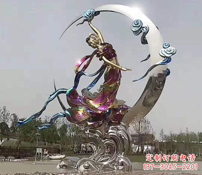 河源不锈钢嫦娥奔月雕塑 (2)