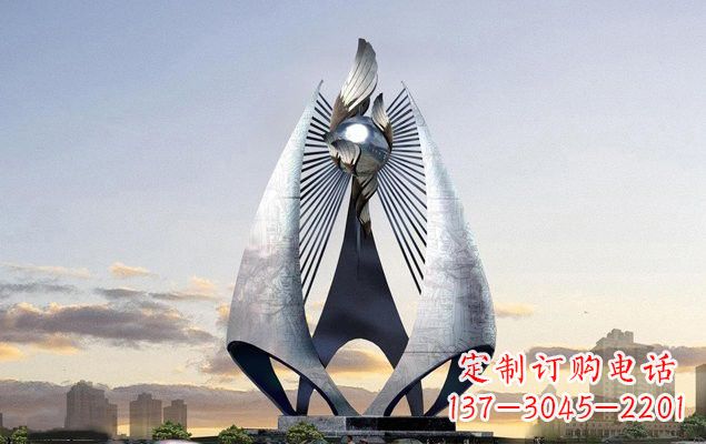 河源不锈钢城市抽象船帆雕塑设计图