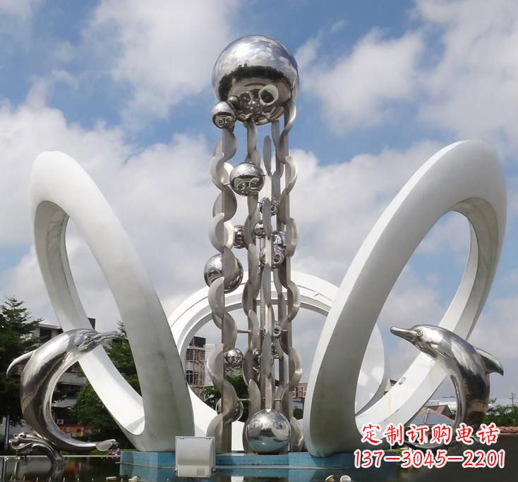 河源不锈钢城市艺术海豚雕塑
