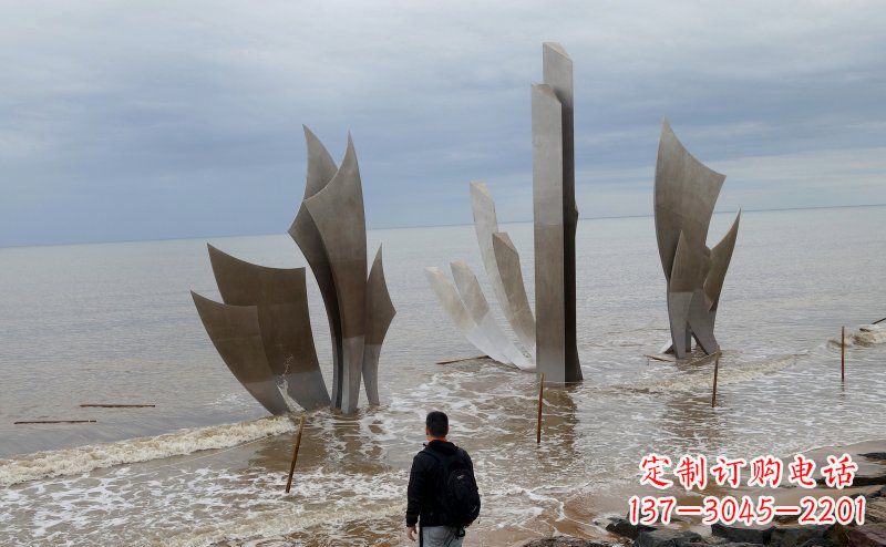 河源不锈钢抽象船帆海边景观雕塑
