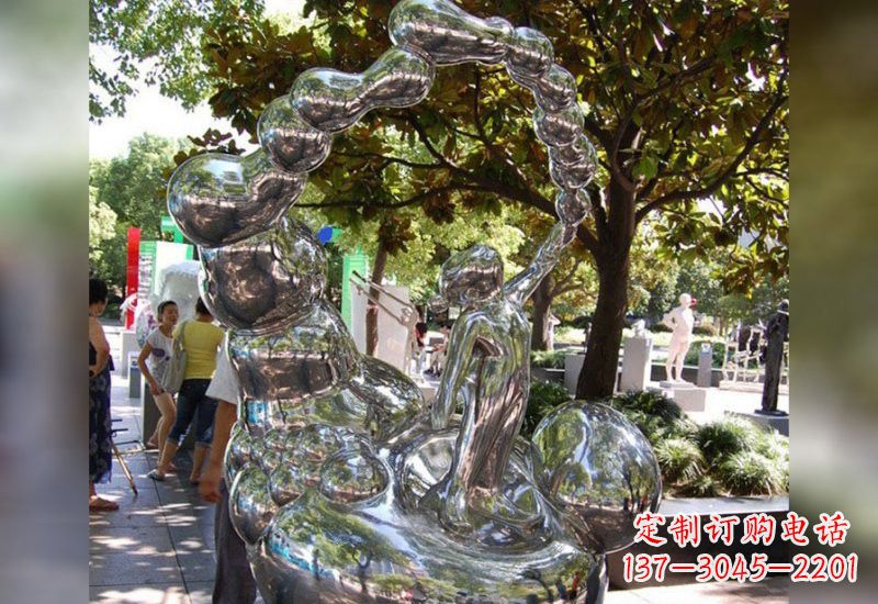 河源不锈钢抽象吹泡泡的儿童雕塑