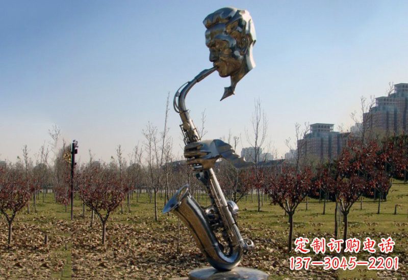 河源不锈钢抽象吹萨克斯人物雕塑