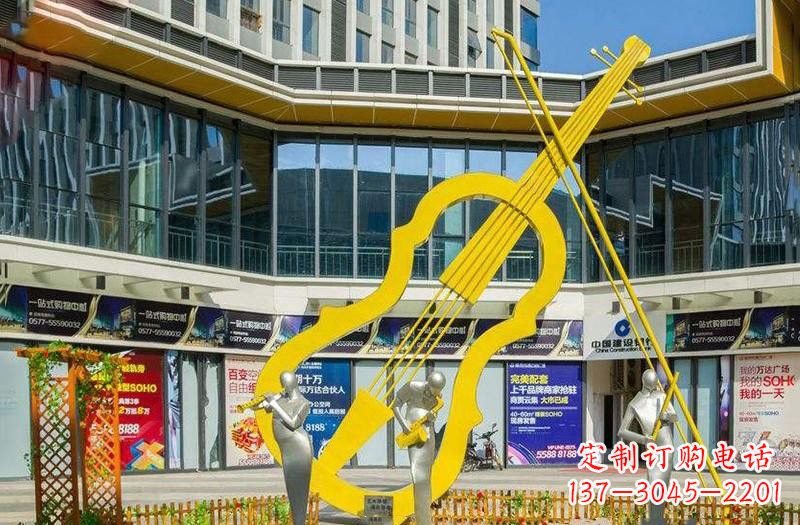 河源不锈钢抽象大提琴雕塑