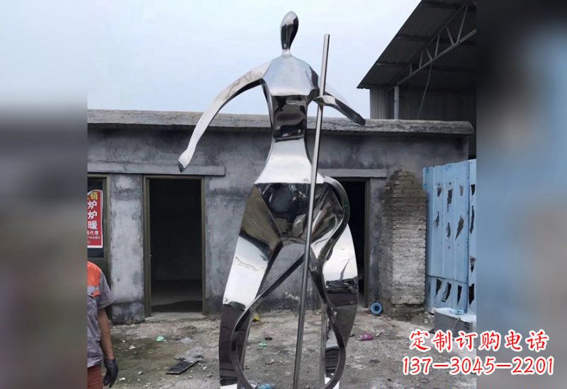 河源不锈钢抽象大提琴人物雕塑