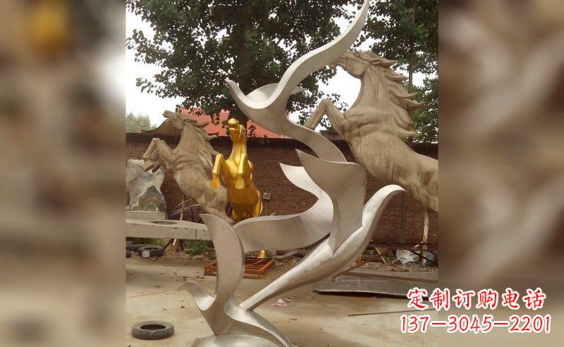 河源不锈钢抽象大雁鸽子雕塑 (2)