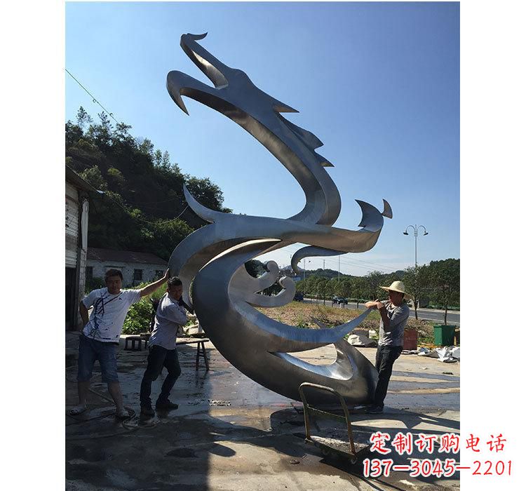 河源不锈钢抽象动物龙雕塑