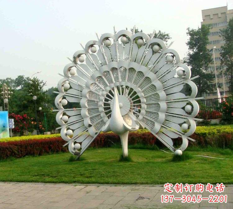 河源不锈钢抽象动物孔雀雕塑