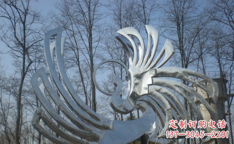 河源不锈钢抽象凤凰雕塑 (4)