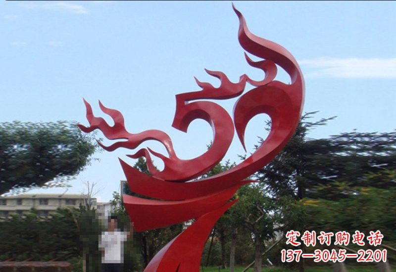 河源不锈钢抽象凤凰涅槃景观雕塑