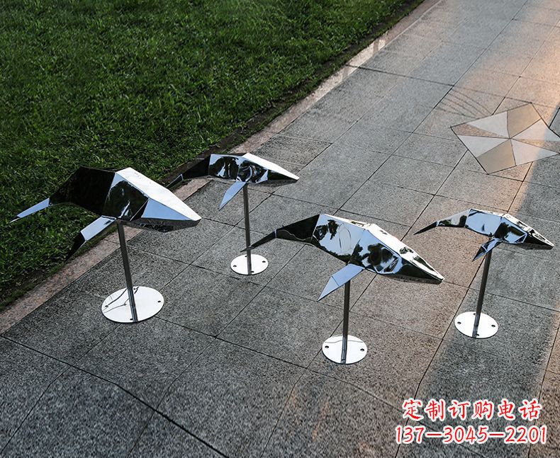 河源不锈钢抽象几何海豚雕塑1