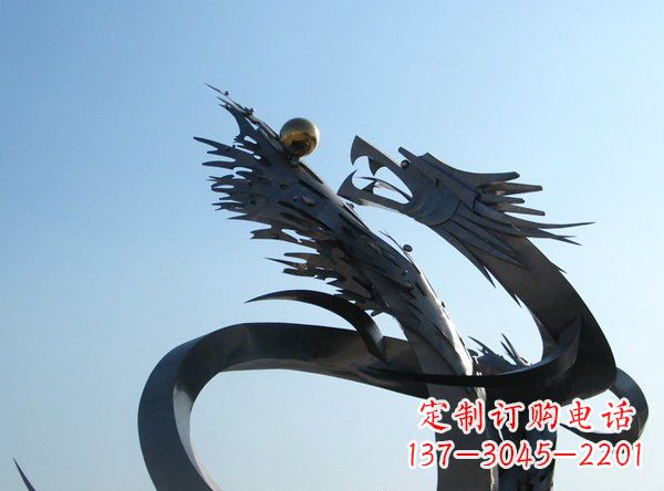 河源不锈钢抽象龙动物雕塑 (2)