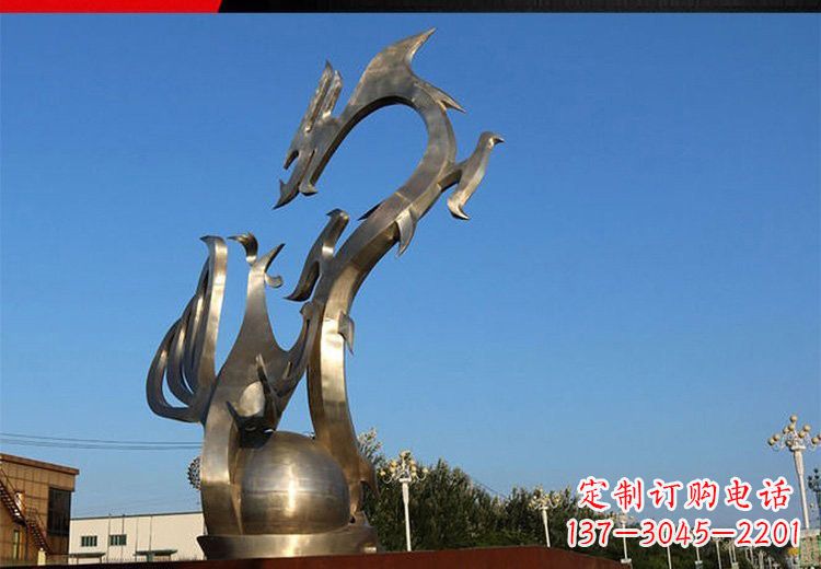 河源不锈钢抽象龙凤雕塑