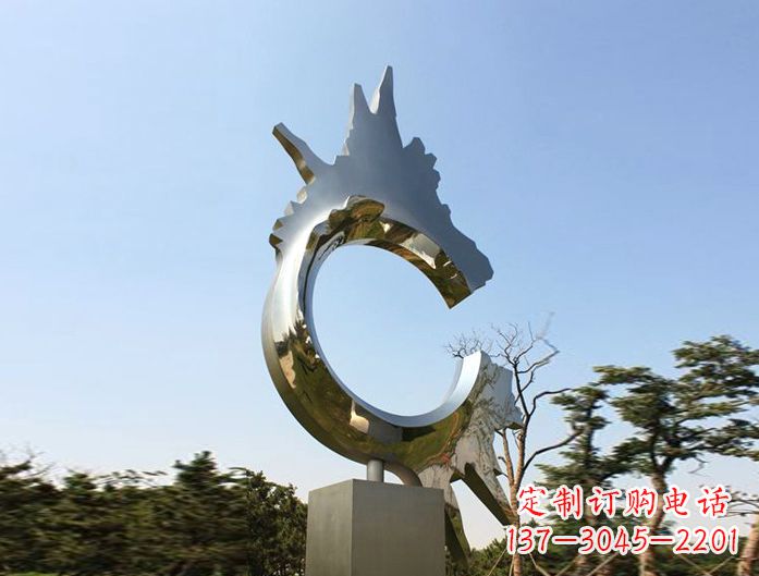 河源不锈钢抽象龙头雕塑
