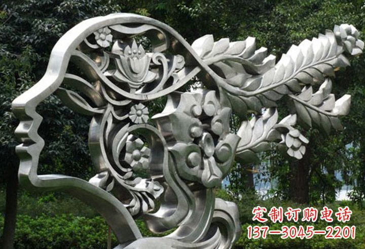 河源不锈钢抽象美女轮廓雕塑