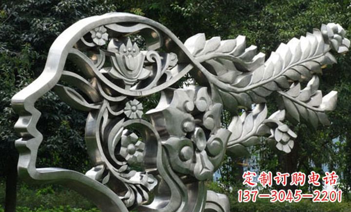 河源不锈钢抽象美女头像雕塑
