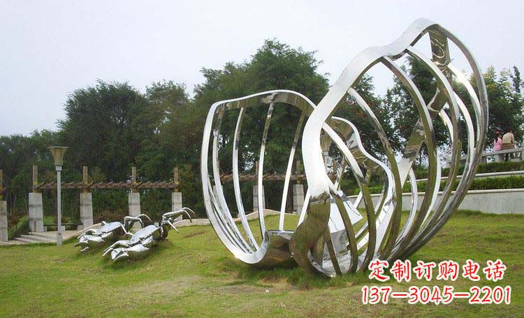 河源不锈钢抽象螃蟹贝壳雕塑