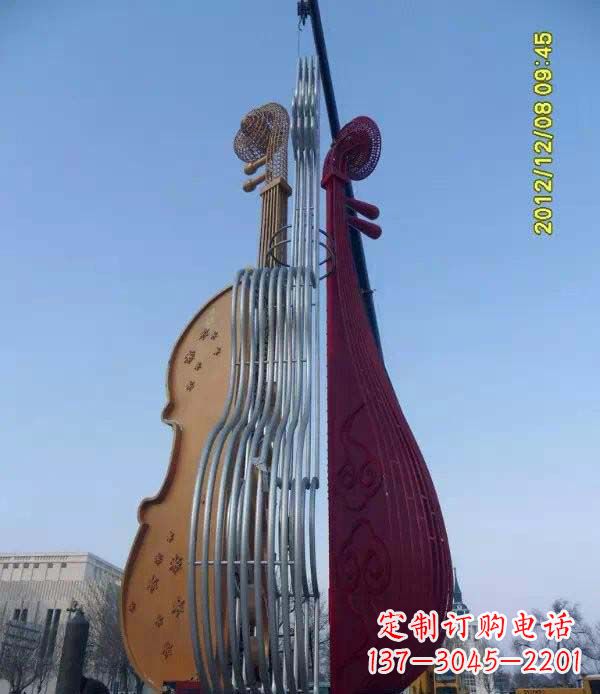 河源不锈钢抽象琵琶雕塑