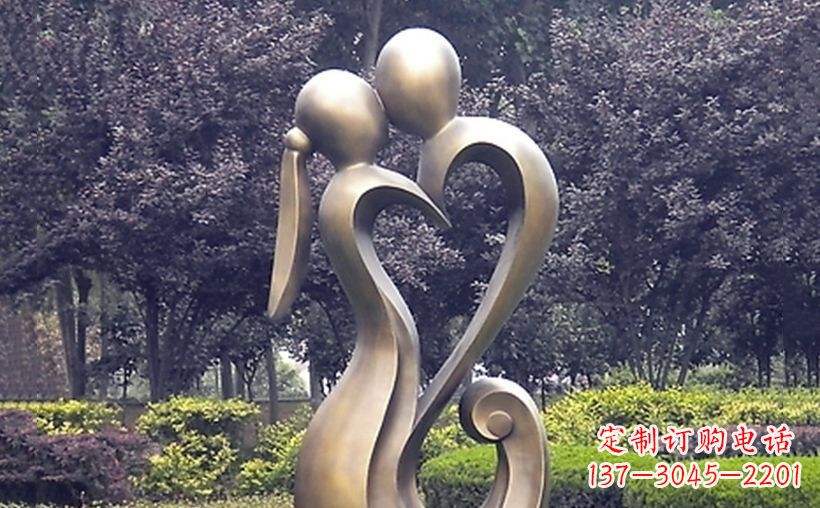 河源不锈钢抽象情侣公园雕塑