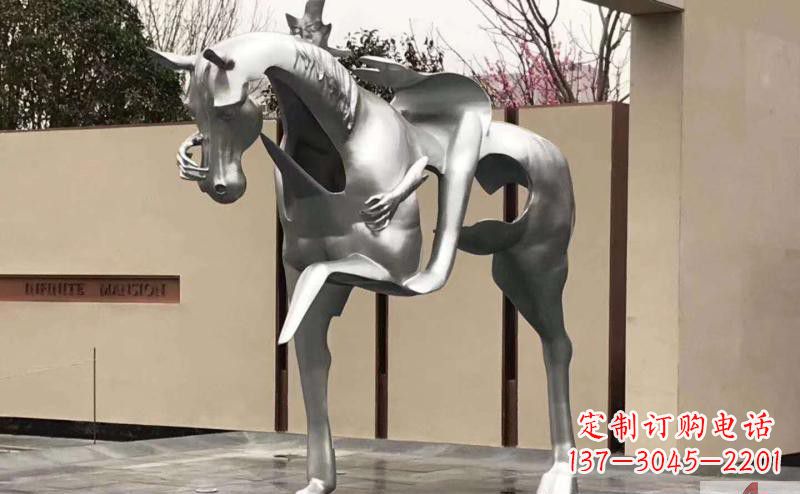 河源不锈钢抽象人骑马雕塑