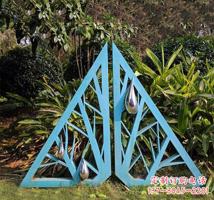 河源不锈钢抽象树枝和水滴雕塑