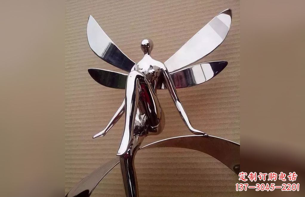 河源不锈钢抽象天使人物雕塑