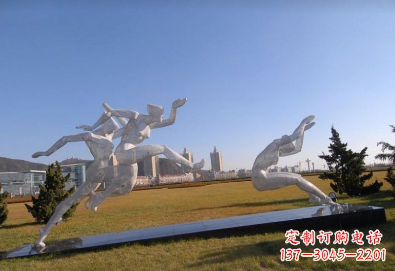 河源不锈钢抽象跳远的运动员雕塑