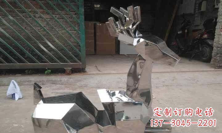 河源不锈钢抽象小鹿雕塑 (2)