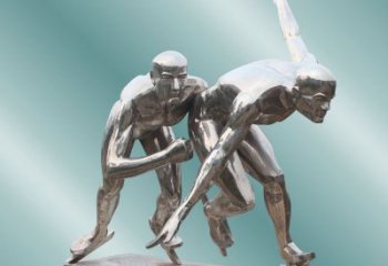 河源不锈钢抽象滑冰人物雕塑2
