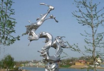 河源不锈钢抽象蛟龙出海雕塑
