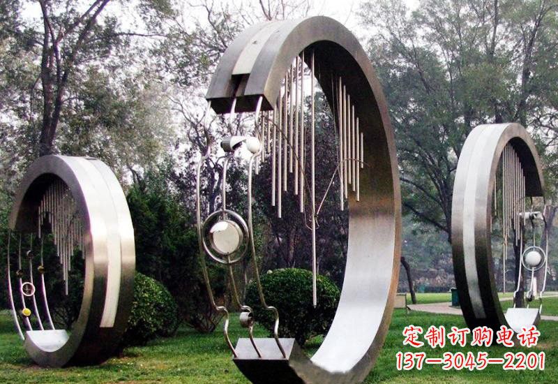 河源不锈钢圆环雕塑——聆听之美