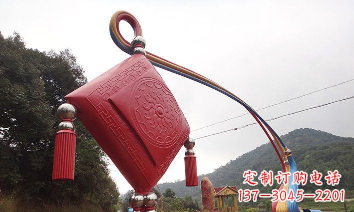 河源不锈钢抽象中国结拱门雕塑