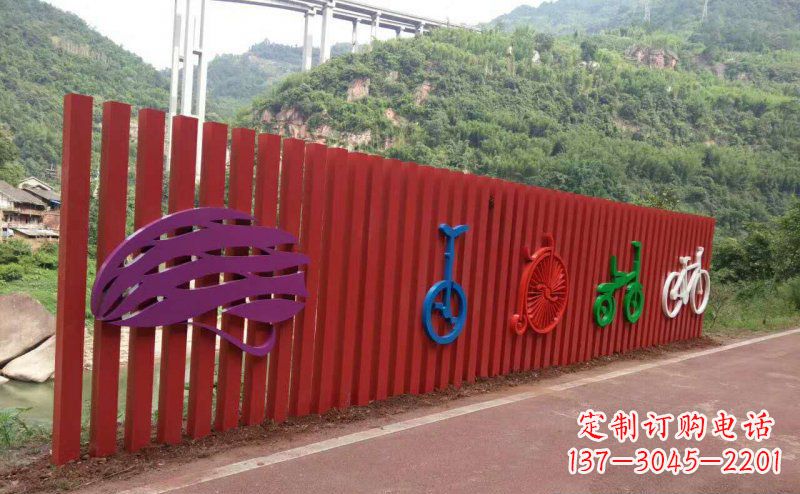 河源不锈钢抽象自行车公园景观雕塑