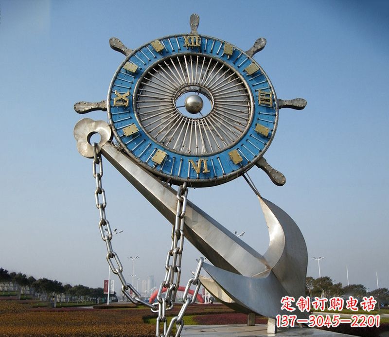 河源不锈钢船舵雕塑 广场