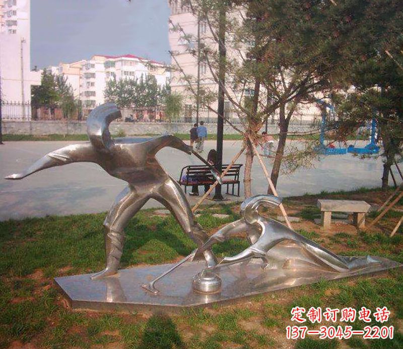河源不锈钢创意冰壶比赛雕塑