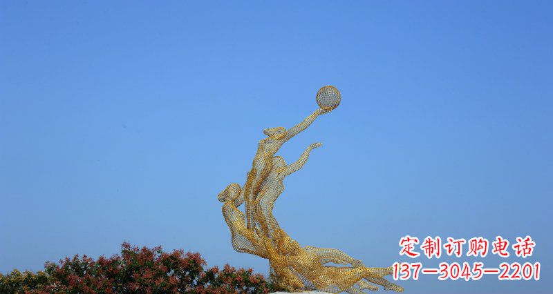 河源不锈钢打篮球的女孩公园景观雕塑