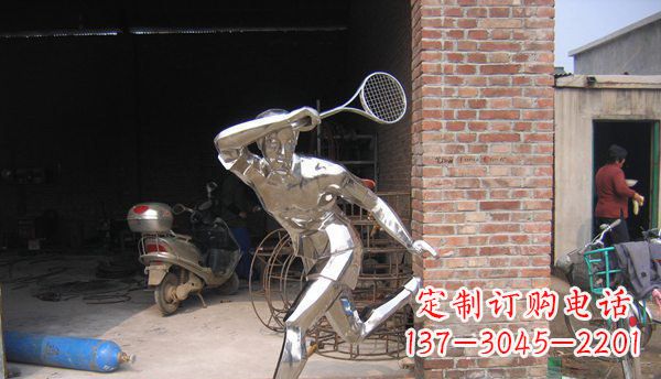 河源不锈钢打羽毛球雕塑 (2)