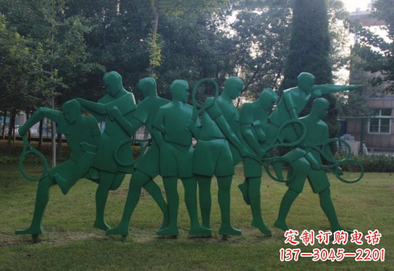 河源不锈钢打羽毛球人物雕塑