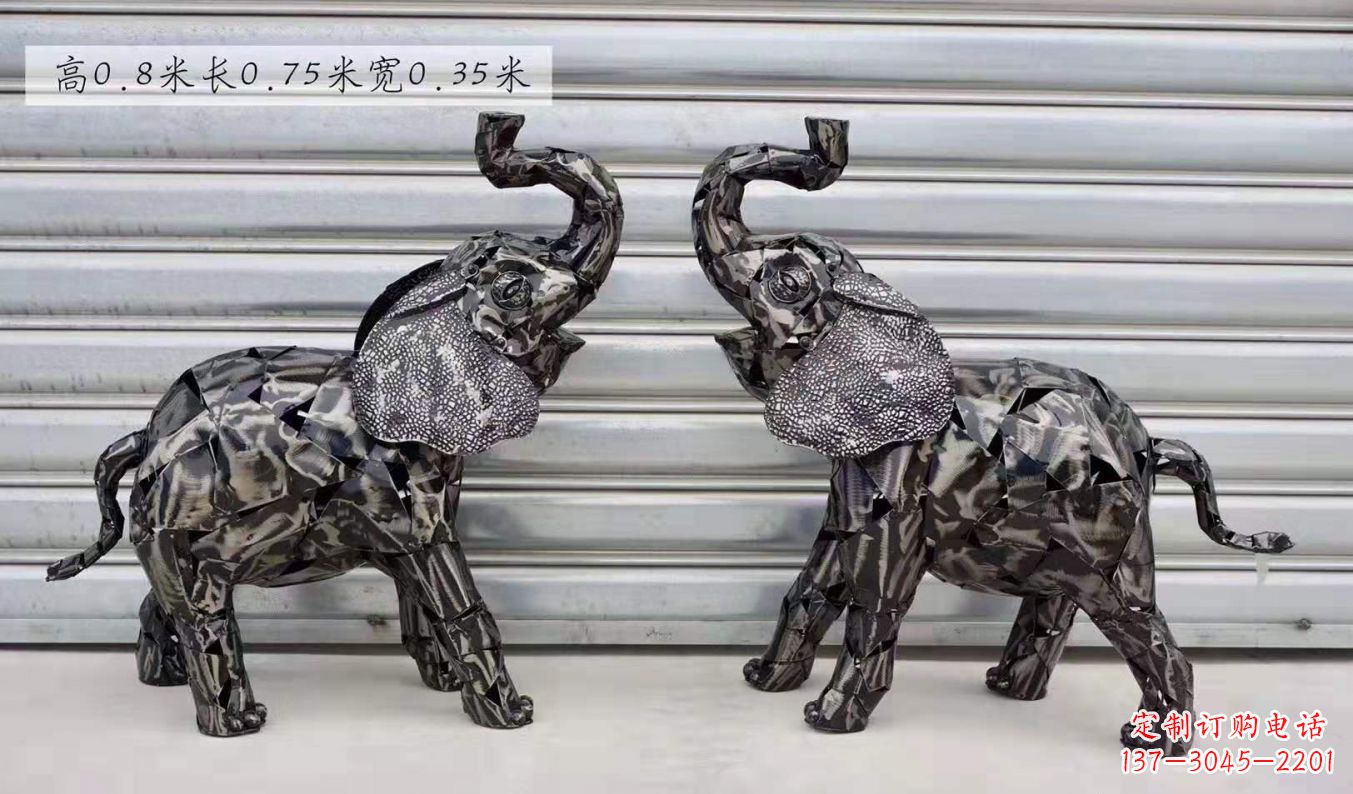 河源不锈钢大象动物户外摆件