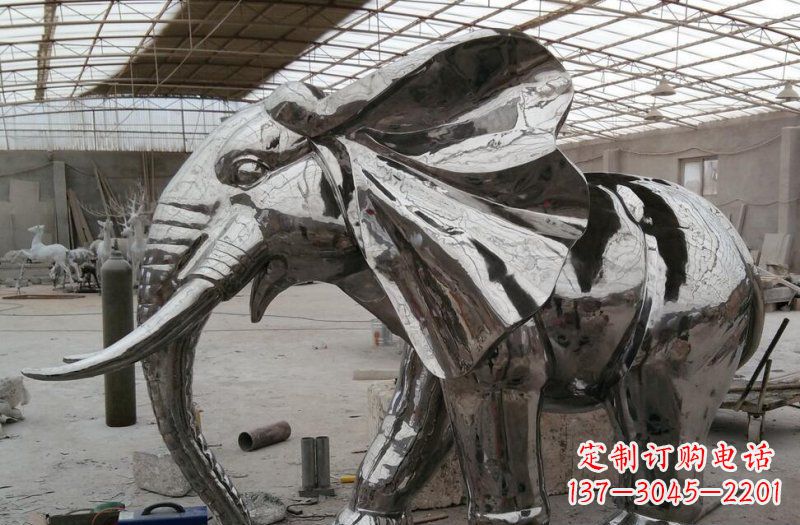 河源不锈钢大象广场动物雕塑