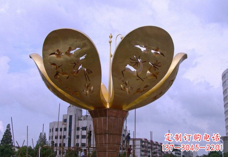 河源不锈钢大型紫荆花景观雕塑