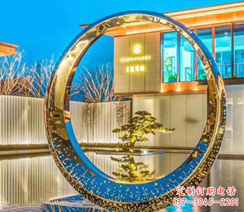 河源不锈钢灯饰圆环雕塑