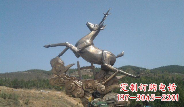 河源不锈钢动物飞奔的鹿雕塑