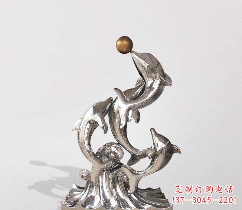 河源不锈钢动物海豚雕塑1