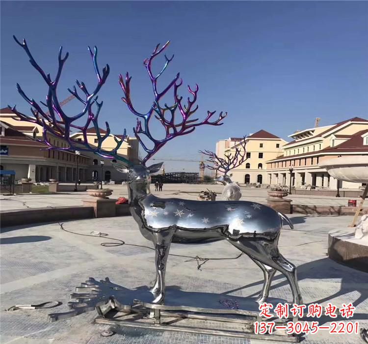 河源不锈钢动物鹿 雕塑