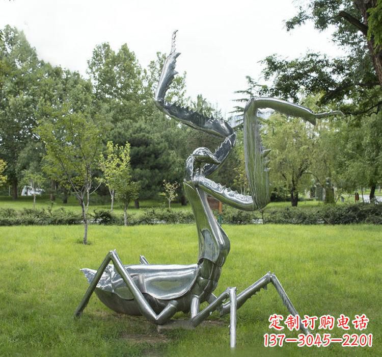 河源不锈钢螳螂雕塑精雕细琢的艺术瑰宝