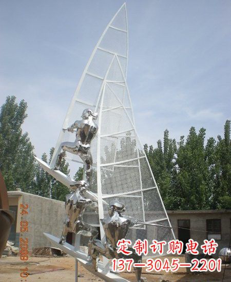 河源海上航行不锈钢帆船雕塑